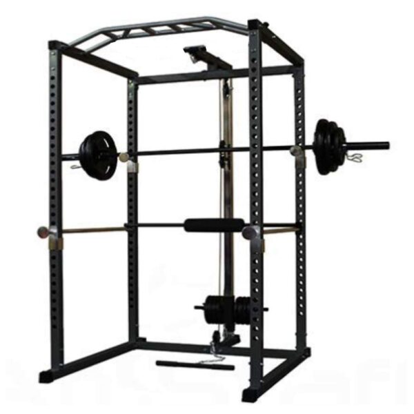 Power Rack with LAT Pulldown, Multi-Function Adjustable Power Cage, Home Gym Strength Training Machine