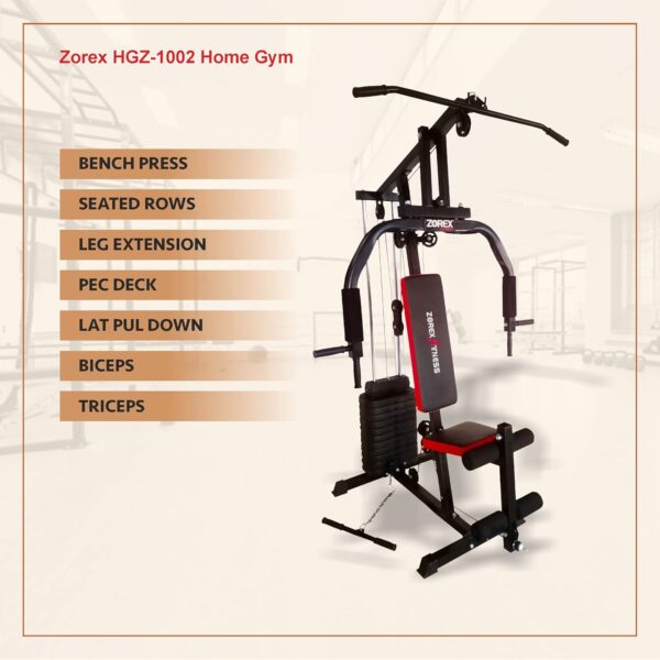 HGZ-1002 Multi Home Gym Multiple Muscle Workout Exercise Machine Chest Biceps Shoulder Back Triceps Legs for Men at Home, 60Kg Weight Stack - Image 5