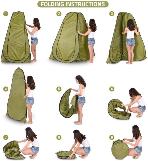 Portable Privacy Pop Up Polyester Dressing Changing Tent, Outdoor Tent, Foldable Outdoor Shower Tent, Camp Toilet Tent,Rain Shelter for Camping - Image 3